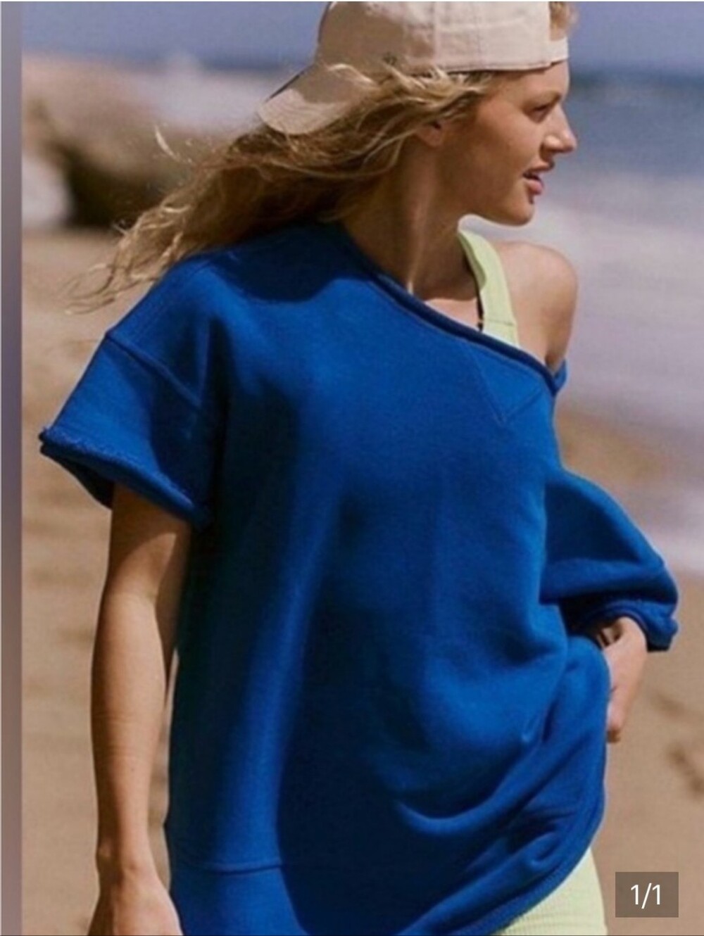 FP Movement by Free People Blue Off-Shoulder Sweatshirt
